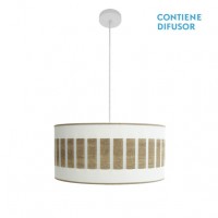 Distribuidor - Lâmpadas Diversas | Colgantes Moderno | COLGANTE IVANNA 2XE27 BLANCO/BLANCO-MADERA CLARA REGX50X50 CM Ref: 188495085